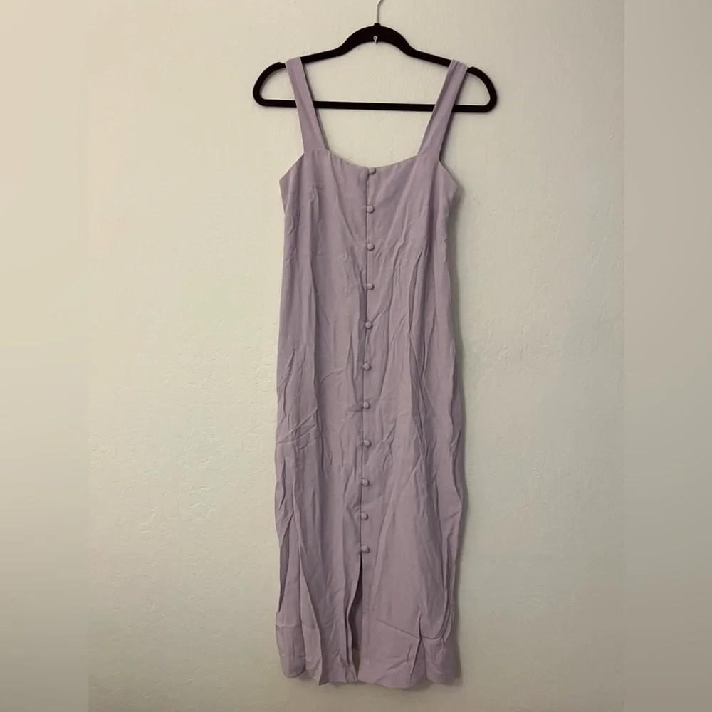 ☑️ Whimsy + Row Samantha Lavendar Purple Button Midi Dress - Picture 9 of 15